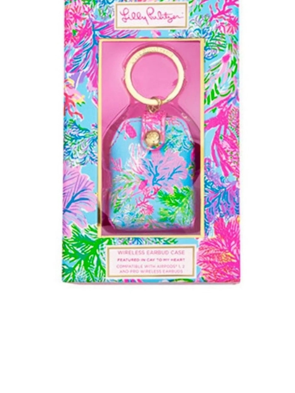 Lilly Pulitzer Tropical Floral Earbud Case Keyring - FEATURED IN CAY TO MY HEART
